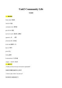 【寒假作业】中职英语 高教版2021 基础模块3 高三寒假提升 Unit2 Community Life知识清单