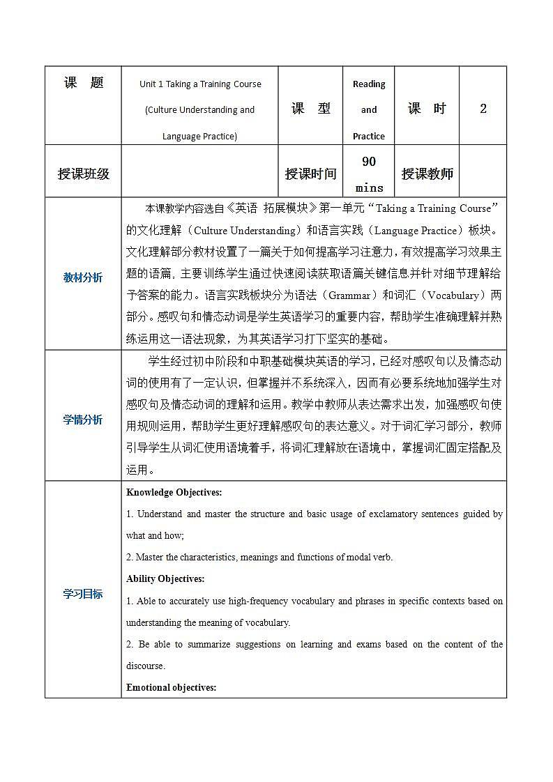 【趣味课堂】中职英语 高教版 2021 拓展模块 同步课件 Unit 1 Part 4-5 Culture Understanding and Language Practice-课件+教案01