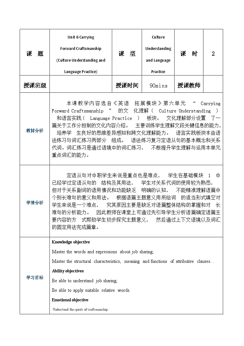 【趣味课堂】中职英语 高教版 2021 拓展模块 同步课件 Unit 6 Part 5-6 Culture Understanding and Language Practice-课件+教案01