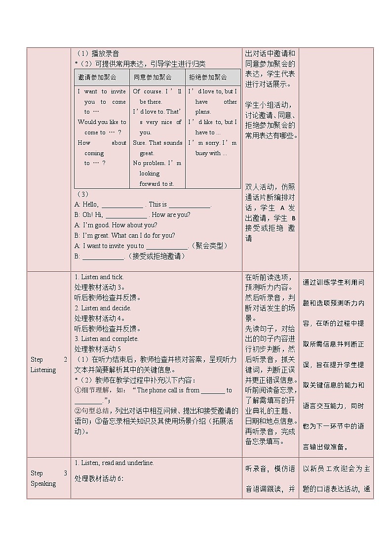 中职英语 高教版2021 基础模块1 同步备课 Unit 5 Celebrations 教学设计（表格版）第3页
