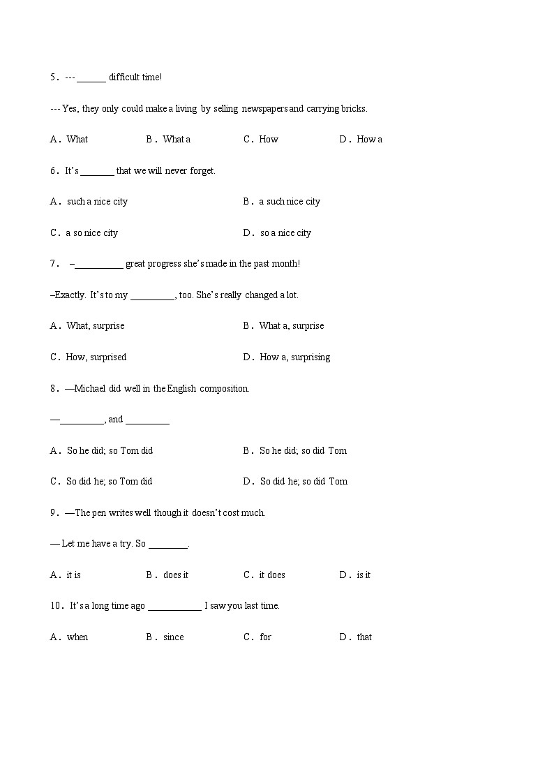 【单元测试】中职英语 高教版2021 基础模块2 Unit8+Green+Earth（A卷·基础巩固）02