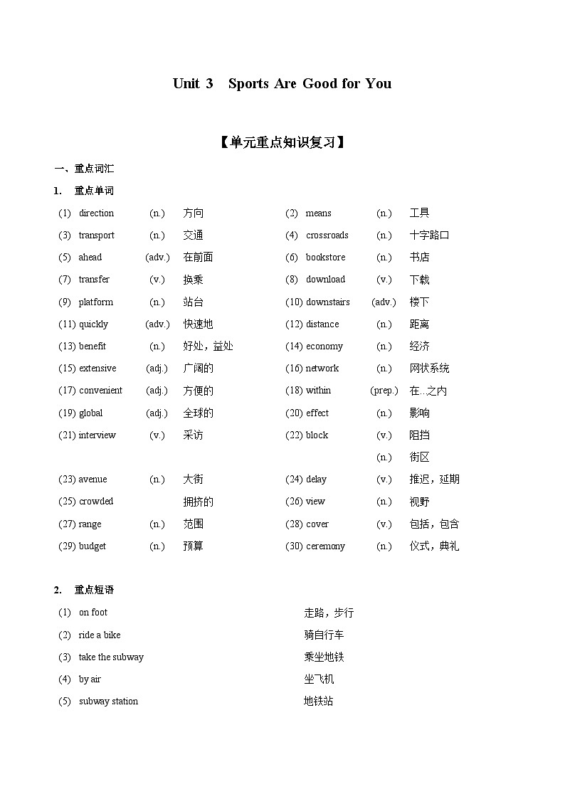 【讲练结合】中职英语 外研版2021 基础模块1 Unit 4 How Can I Get There（知识串讲+跟踪练习）01