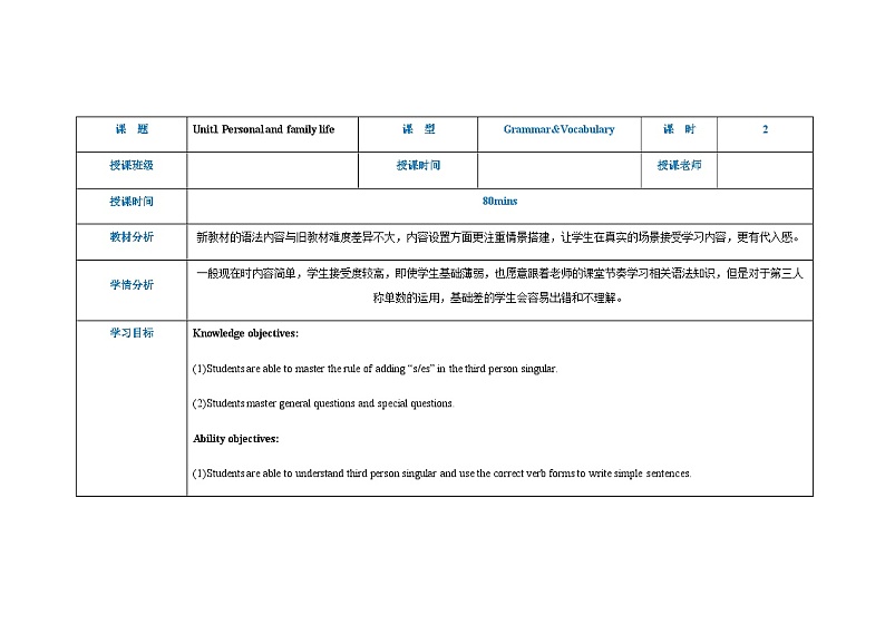 中职英语 高教版2021 基础模块1 Unit1 Perpsonal and family life课件+教案+课时练（多课时）01