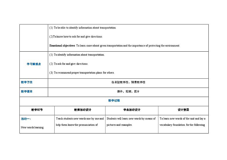 中职英语 高教版2021 基础模块1 Unit2 Transportation课件+教案+课时练（多课时）02