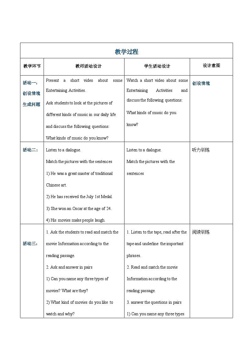【同步备课】中职英语语文版2021基础模块2 Unit 7 Entertaining Activities 课件+教案+练习（多课时）02