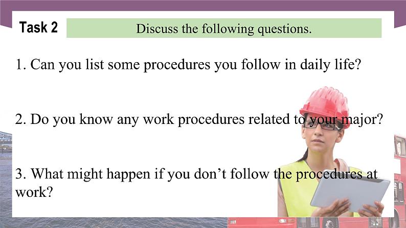 Unit 3 Follow the Procedures  第1课时  Listening & Speaking 高二英语（外研版2021职业模块工科类）课件+教案+同步练习含答案06