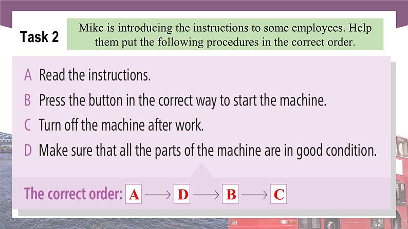 Unit 3 Follow the Procedures  第3课时  Extended activities & Culture Corner高二英语（外研版2021职业模块工科类）课件+教案+同步练习含答案06
