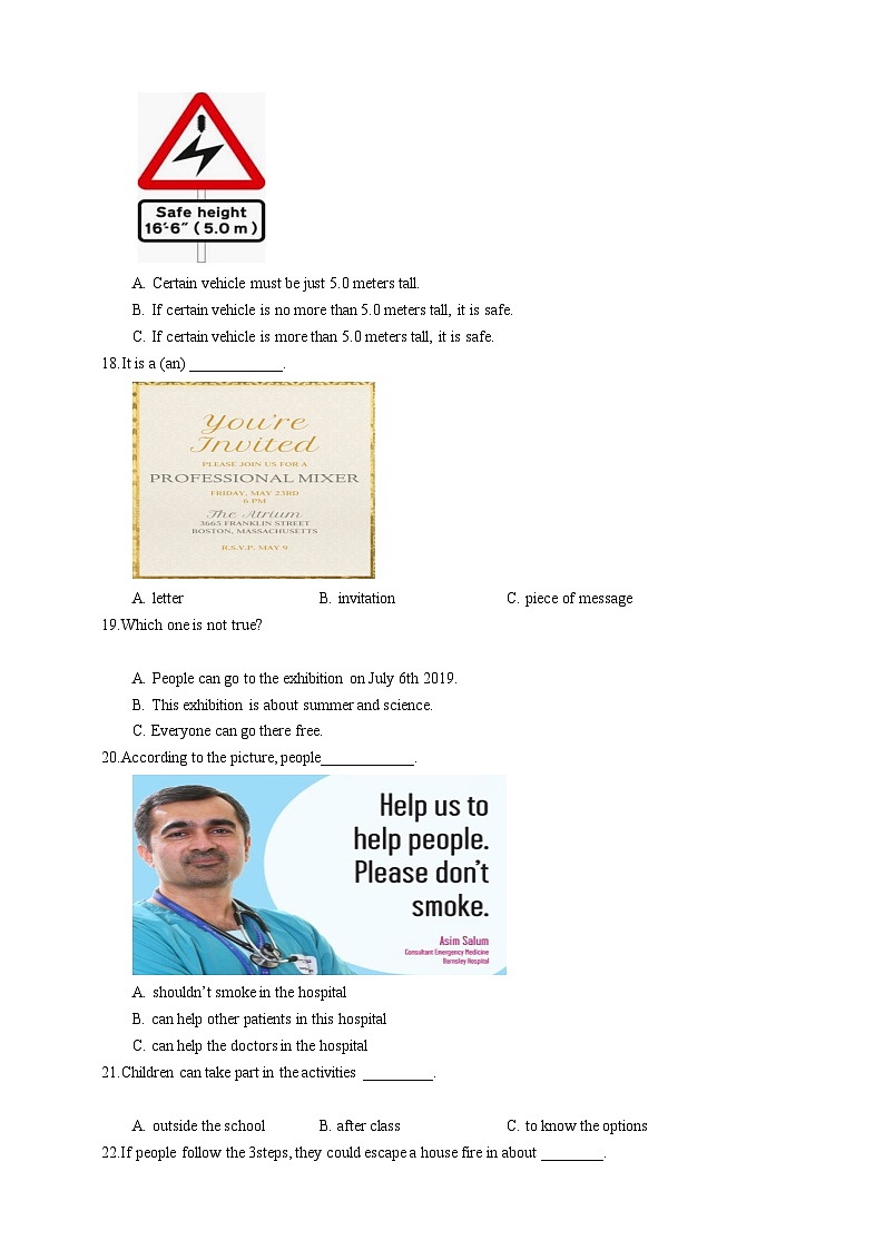 四川省中职高考对口升学英语模拟试题（一）含答案03