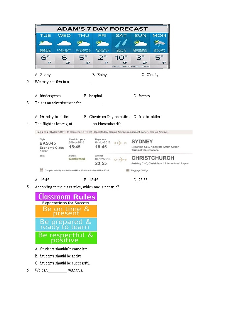 四川省中职高考对口升学英语模拟试题（七）含答案03