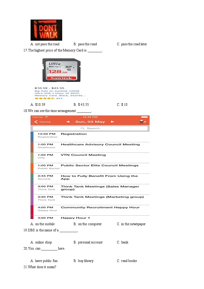 四川省中职高考对口升学英语模拟试题（二）含答案03