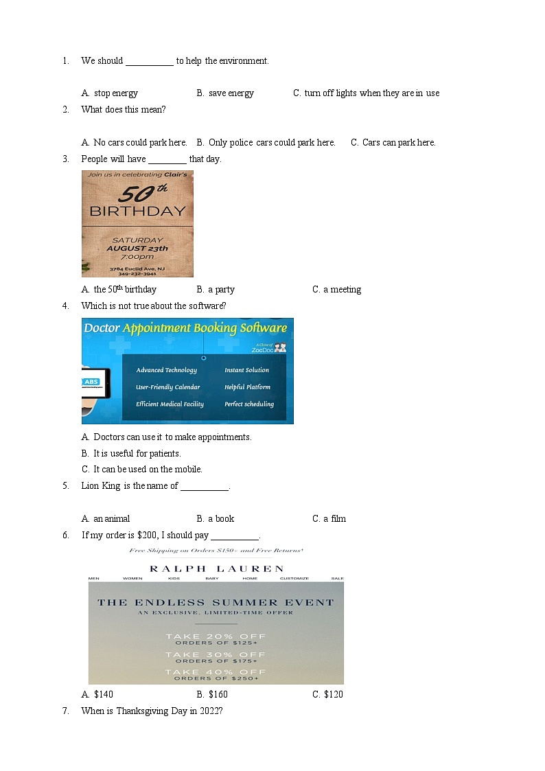 四川省中职高考对口升学英语模拟试题（八）含答案03