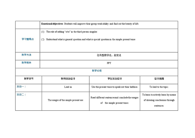 Part03  Unit1 Personal and family life教案-【中职专用】高一英语同步精品课堂（高教版2021·基础模块1）02