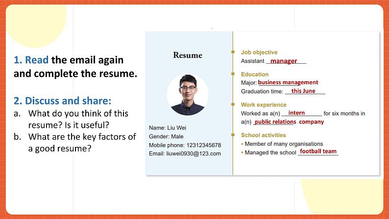 中职英语外研版2021职业模块（服务）Unit 3 Period 2《reading and writing》课件08