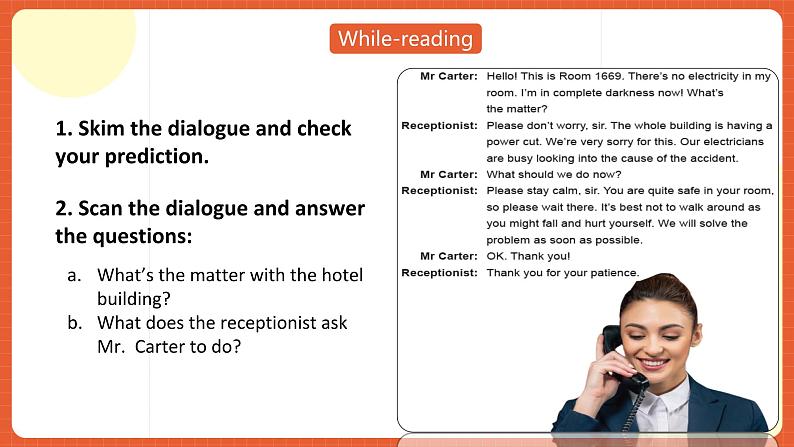 中职英语外研版2021职业模块（服务）Unit 5 Period 2《reading and writing》课件04