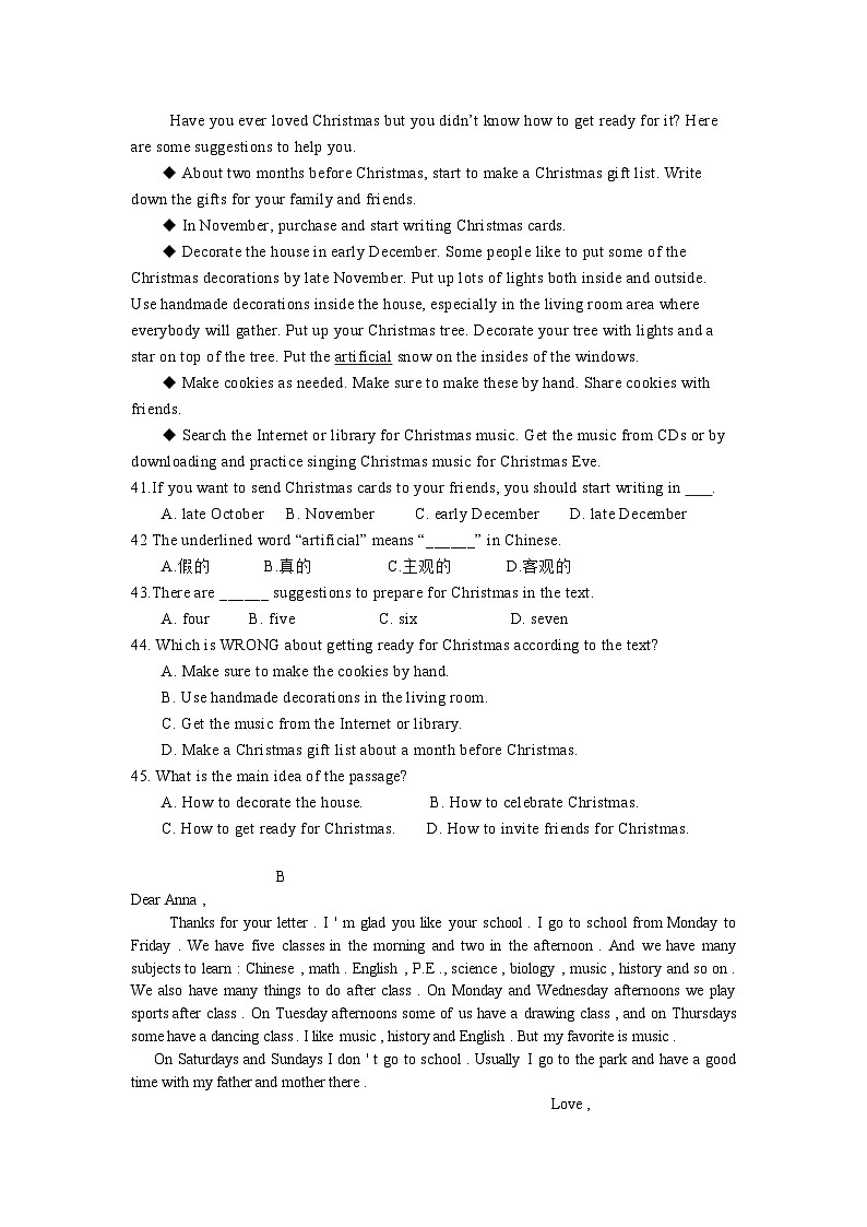 基础模块1Unit4 School Life 单元模拟测试-2025年中职高考英语一轮复习讲练测（高教版2023修订版·全国通用）第3页