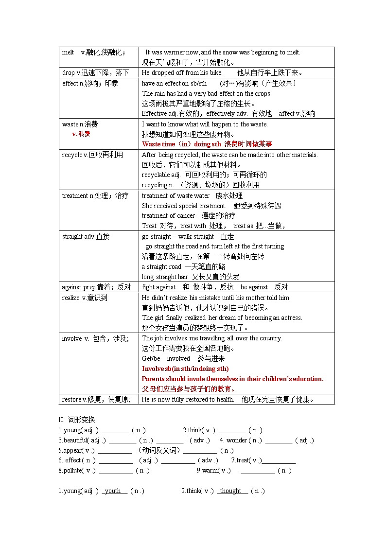 基础模块2 Unit8 Green Earth知识讲解-2025年中职高考英语一轮复习讲练测（高教版2023修订版·全国通用）第2页