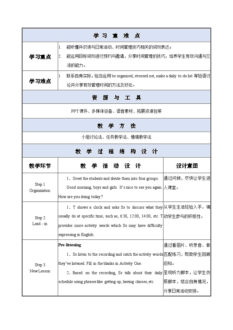 中职英语外研版（2021）基础模块2 Unit 2 第1课时 Warming Up & Listening and Speaking 教案第2页