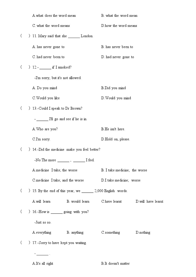 中职英语外研版（2021）基础模块2 Unit 3 第5课时 For Better Performance & Around the World 同步练习（原卷）第2页