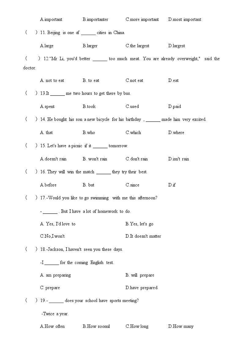 中职英语外研版（2021）基础模块2 Unit 5 第5课时 For Better Performance & Around the World 同步练习（原卷）第2页