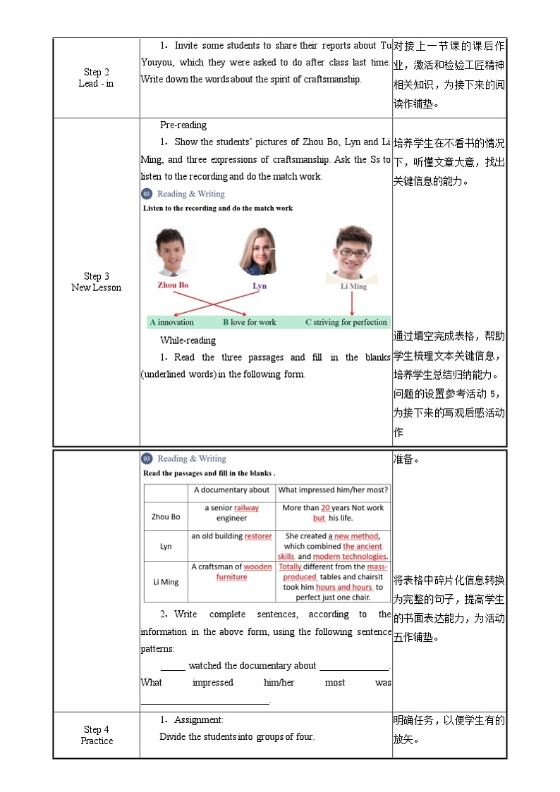 中职英语外研版（2021）基础模块2 Unit 8 第3课时 Reading and Writing (2)  教案第2页