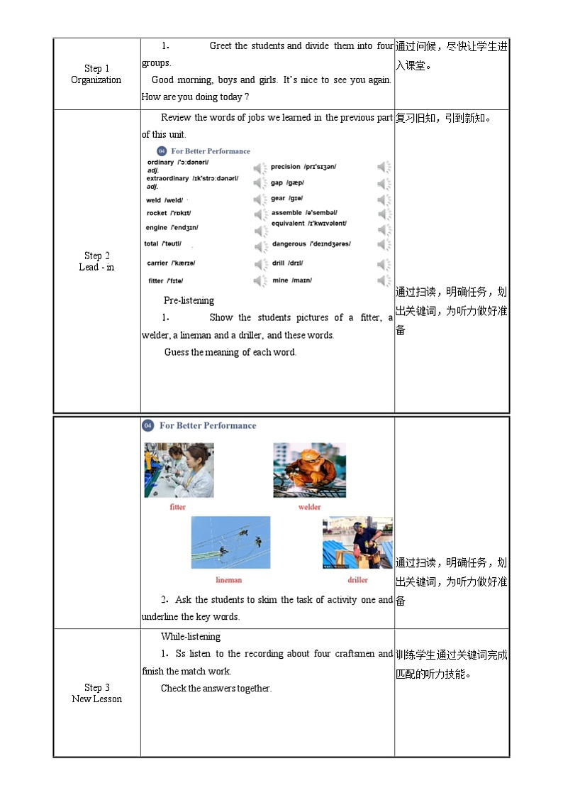 中职英语外研版（2021）基础模块2 Unit 8 第4课时 For Better Performance 教案第2页