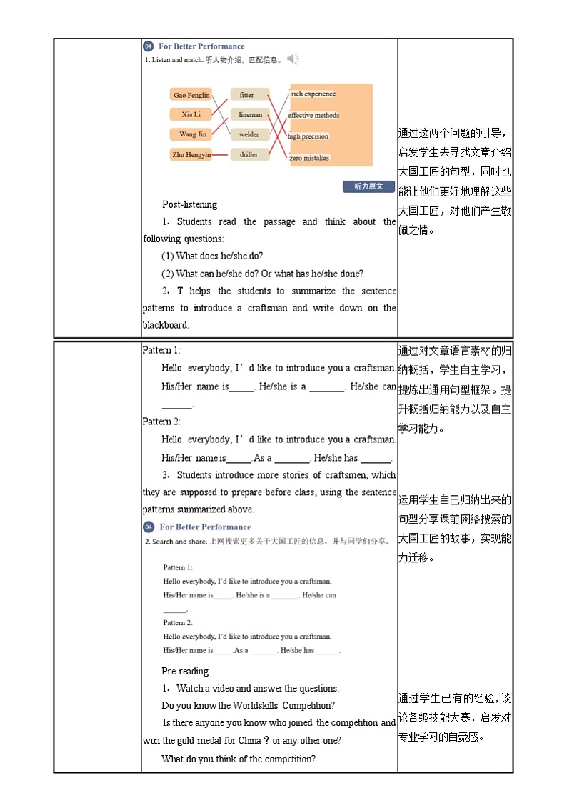 中职英语外研版（2021）基础模块2 Unit 8 第4课时 For Better Performance 教案第3页