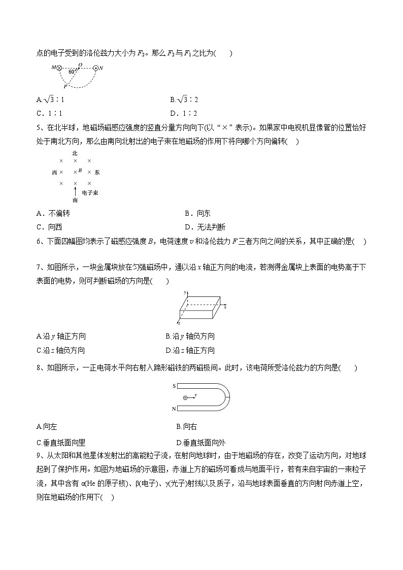 中职物理（高教版电子电工类） 同步备课 第四节  磁场对运动电荷的作用(试卷)（原卷版）第2页