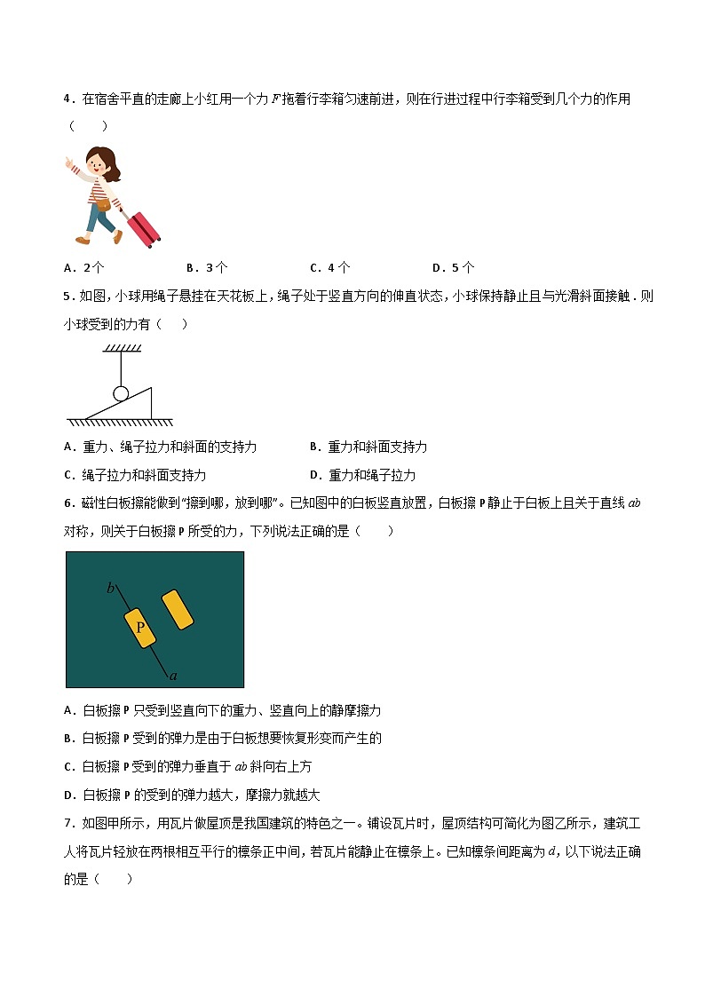 主题一 第二节 物体受力分析 精选习题（原卷版）第2页