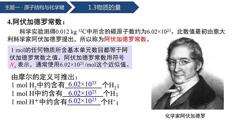 中职化学 高教版2021 农林牧渔类 同步课堂 主题一 第三节 物质的量（课件）07