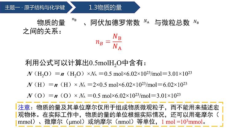 中职化学 高教版2021 农林牧渔类 同步课堂 主题一 第三节 物质的量（课件）08