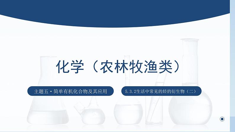 中职化学 高教版2021 农林牧渔类 同步课堂 主题五 第三节 生活中常见的烃的衍生物（第2课时）（课件）第1页