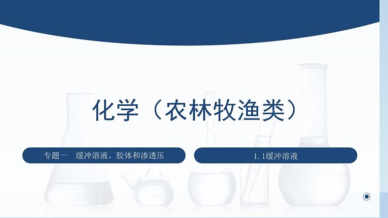 中职化学 高教版2021 农林牧渔类 同步课堂 专题一 第一节 缓冲溶液（课件）第1页