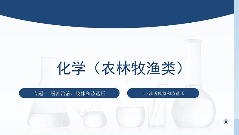 中职化学 高教版2021 农林牧渔类 同步课堂 专题一 第三节 渗透现象和渗透压（课件）第1页