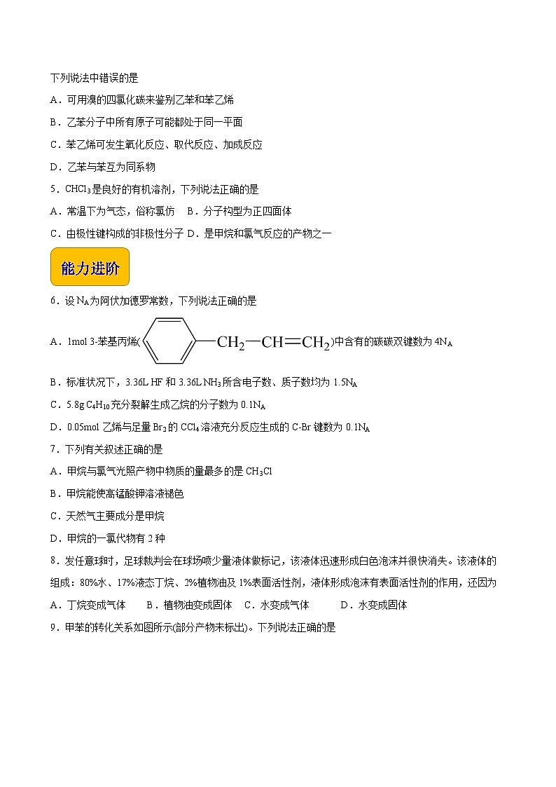 主题五 第二节 最基础的一类有机化合物——烃【中职专用】高中化学（高教版2021加工制造类）  课件+同步练习含解析卷02
