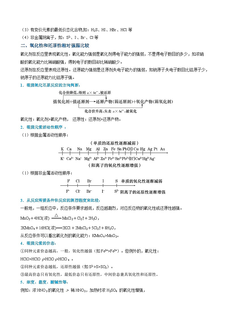 【领跑 百分百】第09讲 氧化剂、还原剂、氧化还原反应规律-2024年初升高化学衔接讲义（人教版2019）（原卷版）第2页