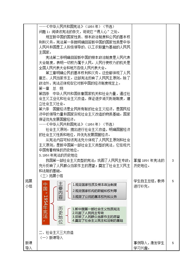 第23课 走向社会主义教学设计-高教版中职高一中国历史全一册03