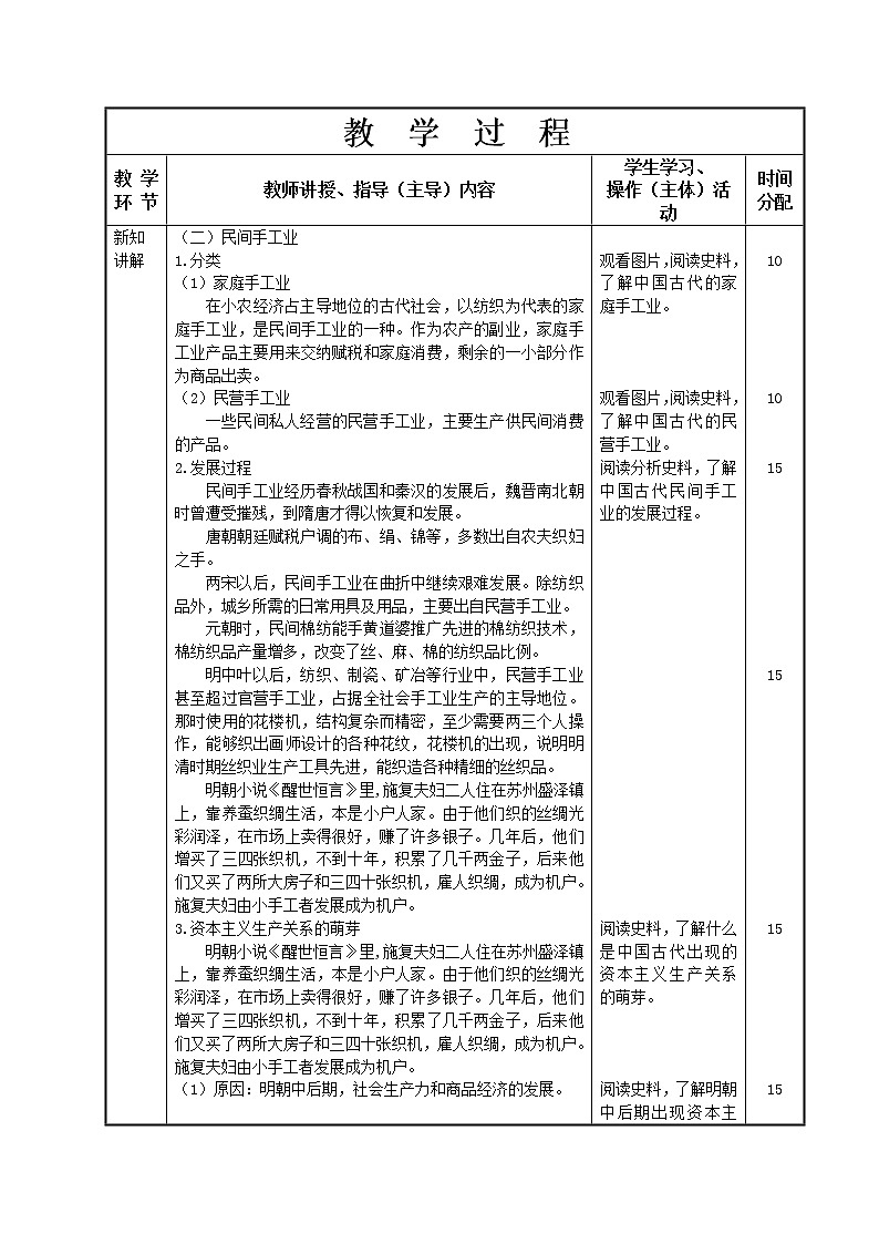 第27课 精湛的古代工艺（二）教学设计-高教版中职高一中国历史全一册02