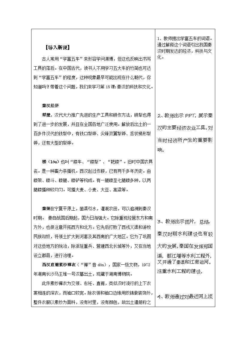中职历史 基础模块 中国历史 第五课秦汉时期的经济、科技与文化 （课件+教案）02