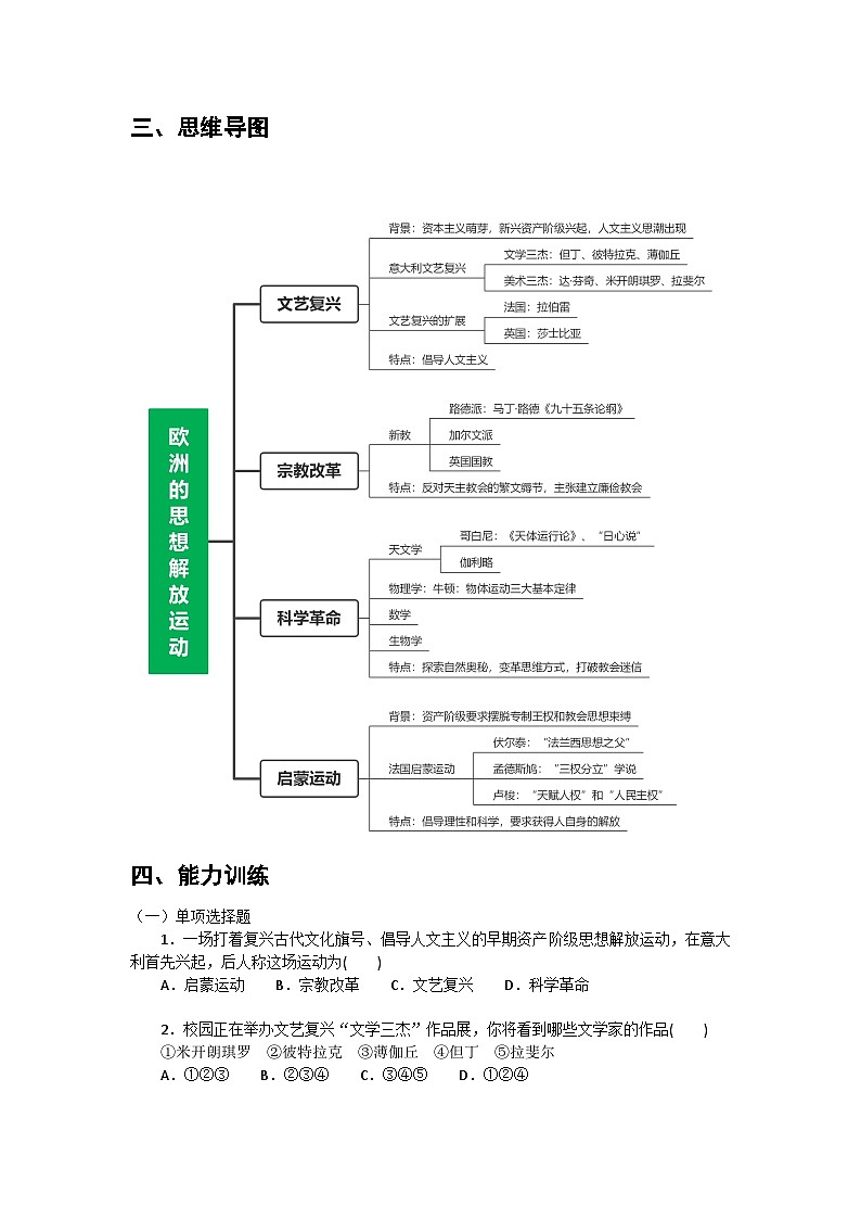 第6课+欧洲的思想解放运动+导学案--2023-2024学年中职高一下学期高教版（2023）世界历史全一册第2页