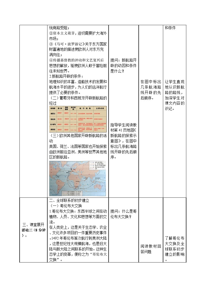 第7课+全球航路的开辟和欧洲早期殖民扩张+教学设计--2023-2024学年中职高一下学期高教版（2023）世界历史全一册02