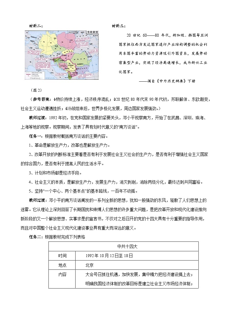 第28课《 建立社会主义市场经济体制和中国特色社会主义全面推向世纪》教案第3页