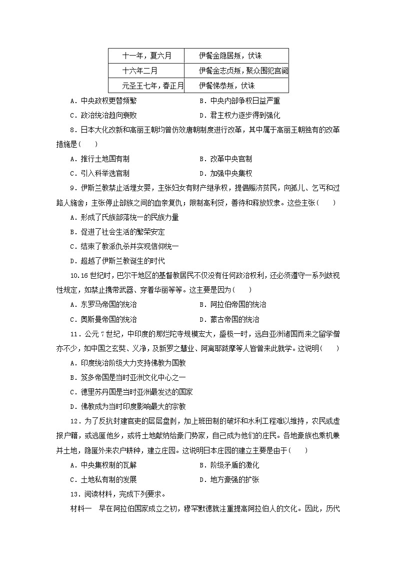 第4课 中古时期的亚洲  同步练习  （12 2）第2页