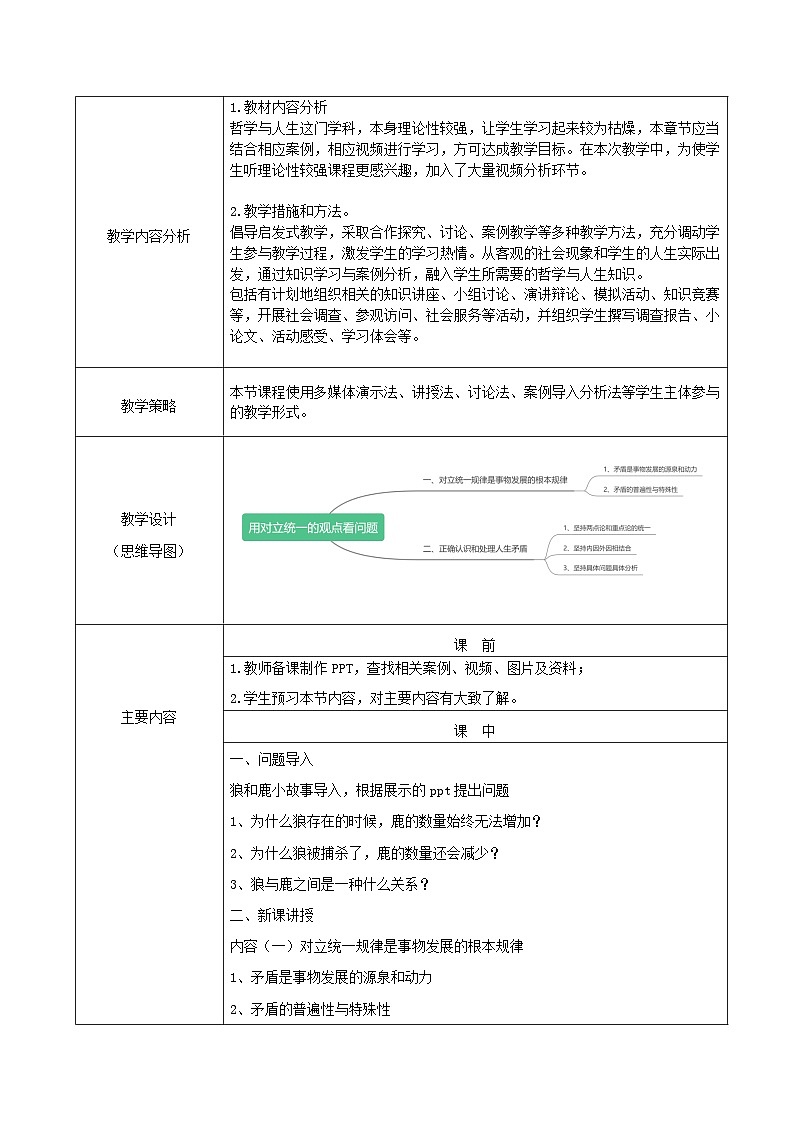 【2023部编高教版】中职思想政治 哲学与人生 第六课 用对立统一的观点看问题 教案02