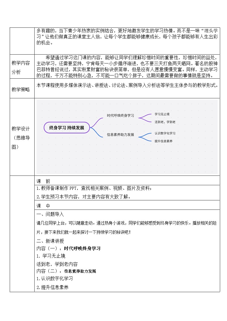 【2023部编高教版】中职政治 心理健康与职业生涯第12课 终身学习 持续发展（教案）第2页