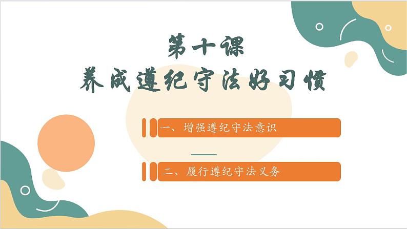 【2023部编高教版】中职思想政治 职业道德与法治 第十课 养成遵纪守法好习惯 课件10.202