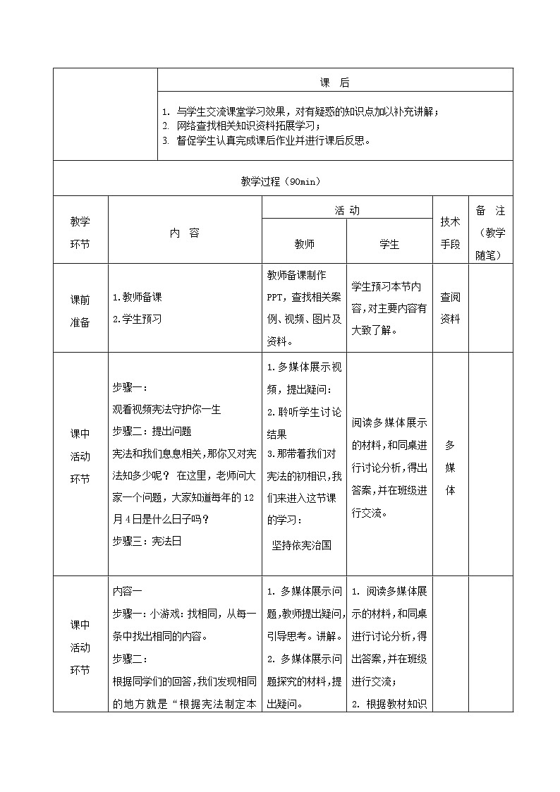 【2023部编高教版】中职思想政治 职业道德与法治 第九课 坚持依宪治国 教案03
