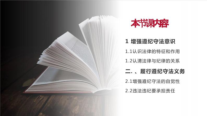 中职2023 职业道德与法治 第11课 《养成遵纪守法好习惯》课件＋教案02