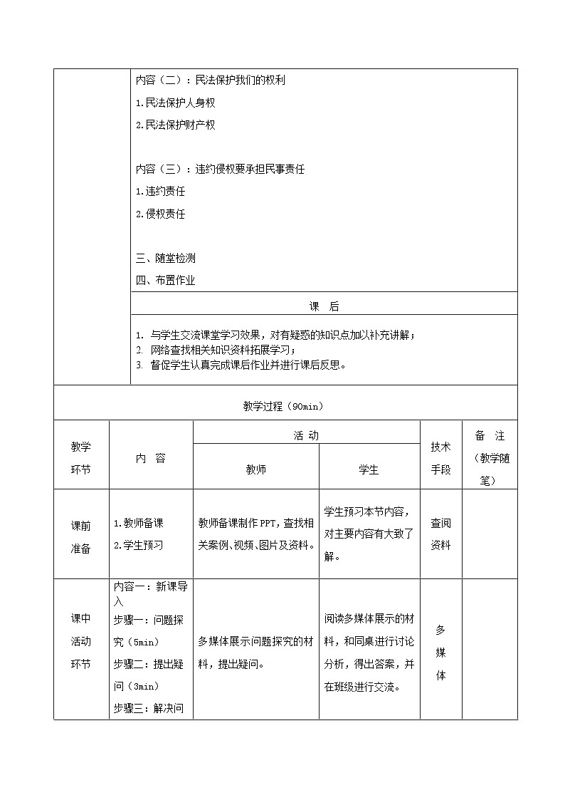 部编高教版2023 中职思想政治 职业道德与法治 第11课 依法从事民事活动 教案03