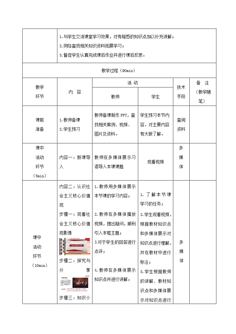 部编高教版2023 中职政治 中国特色社会主义第11课 《以社会主义核心价值观引领文化建设》 教案03