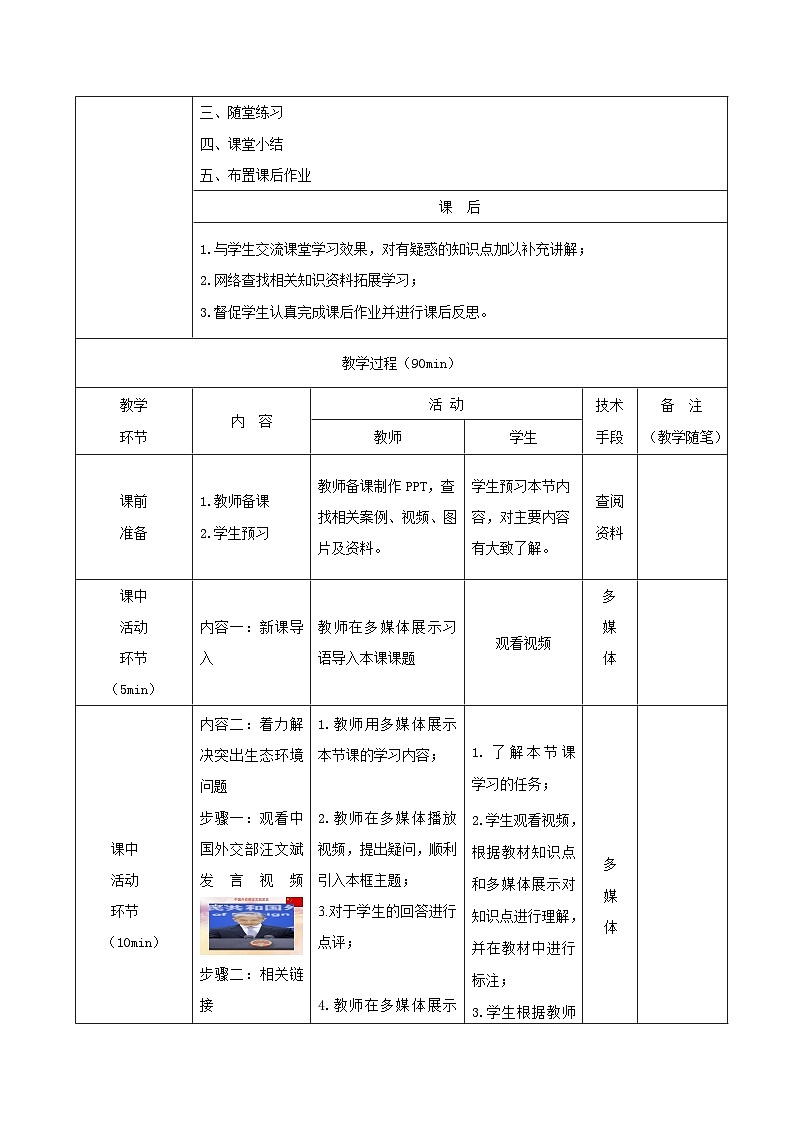 部编高教版2023 中职政治 中国特色社会主义第15课 《建设美丽中国》 教案03